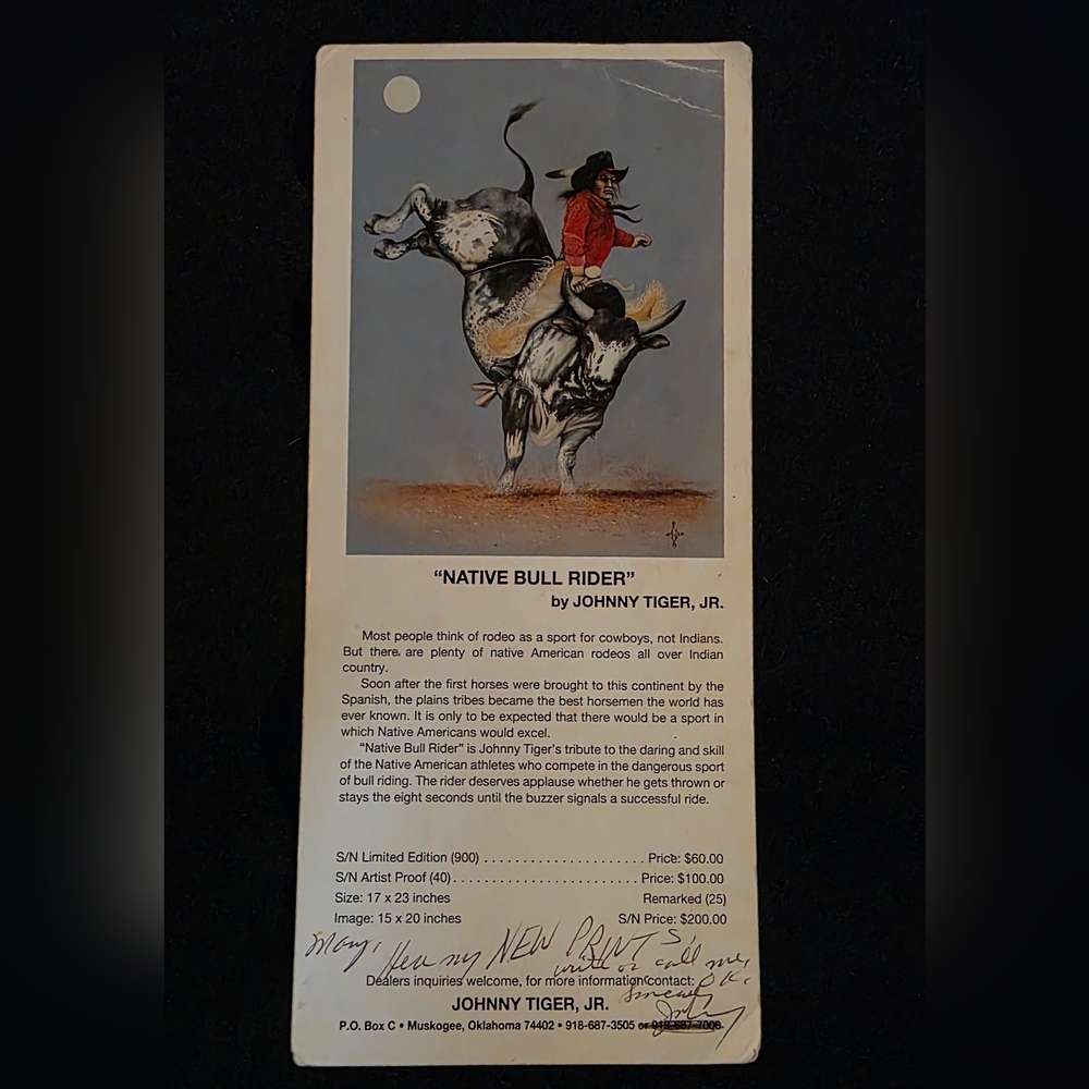 “Native Bull Rider” by Johnny Tiger Jr. – Signed & Personalized to Mary Prewit